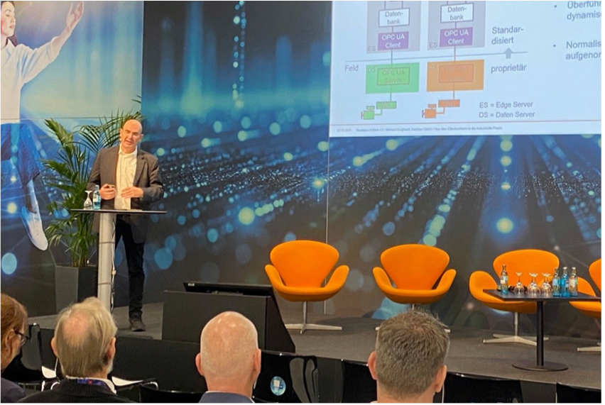 Michael Burghardt, Danfoss, stellte die Systemarchitektur des Datenraums Antrieb 4.0 vor.